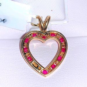 14K Yellow Gold Ruby and Diamond Pendant